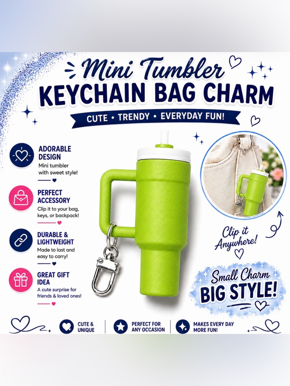 MINI TUMBLER KEYCHAIN BAG CHARM
